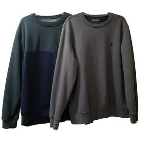 2 Izod Advantage Fleece Pullover Sweatshirts, Sz L, 1 Green/Blue, 1 Gray, EUC!